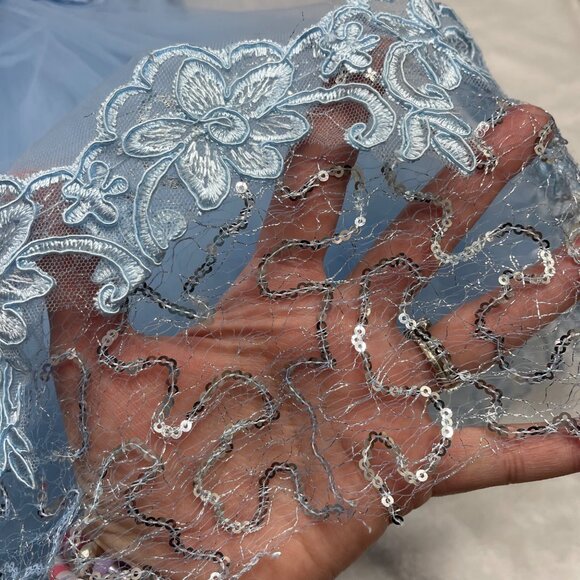 Duokipolla Cinderella Style Dress Up Dress Girls 110cm (US 5) Tulle Blue Sequine - Picture 8 of 16